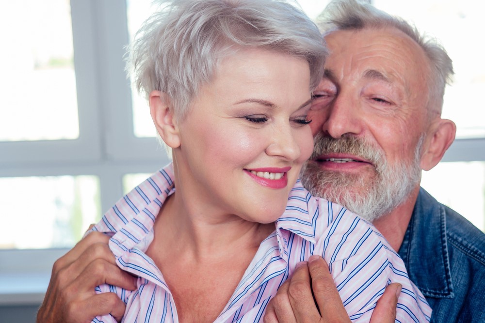 A happy romantic senior couple