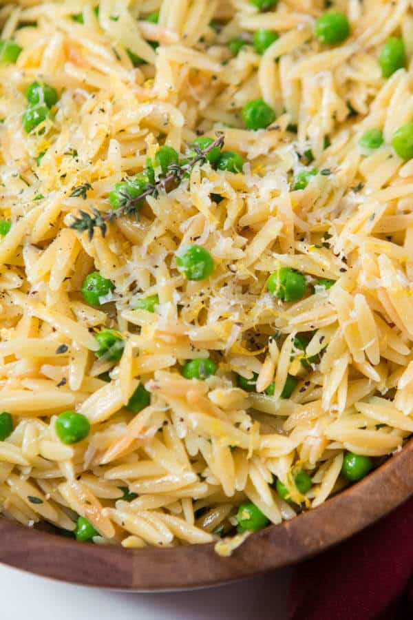 Lemon Orzo with Parmesan and Peas