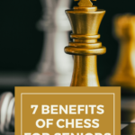 Silver and gold chess pieces on a board, showcasing the benefits of chess for seniors