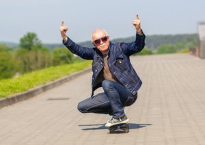A senior man enjoying life and refusing to act his age