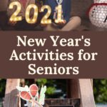 A senior couple celebrating 2021 with activities for the event