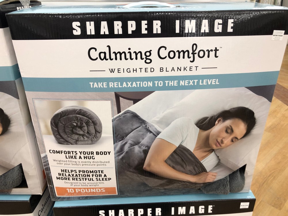 A box with a weighted blanket