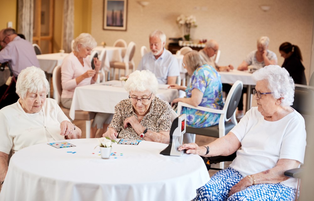 A selection of seniors playing bingo