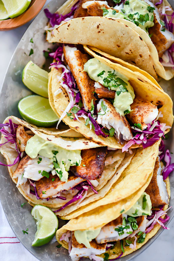 Blackened Fish Tacos from Foodie Crush