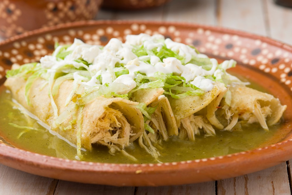 Chicken and white bean enchiladas