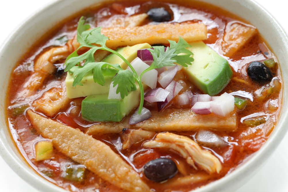 Mexican tortilla soup with turkey