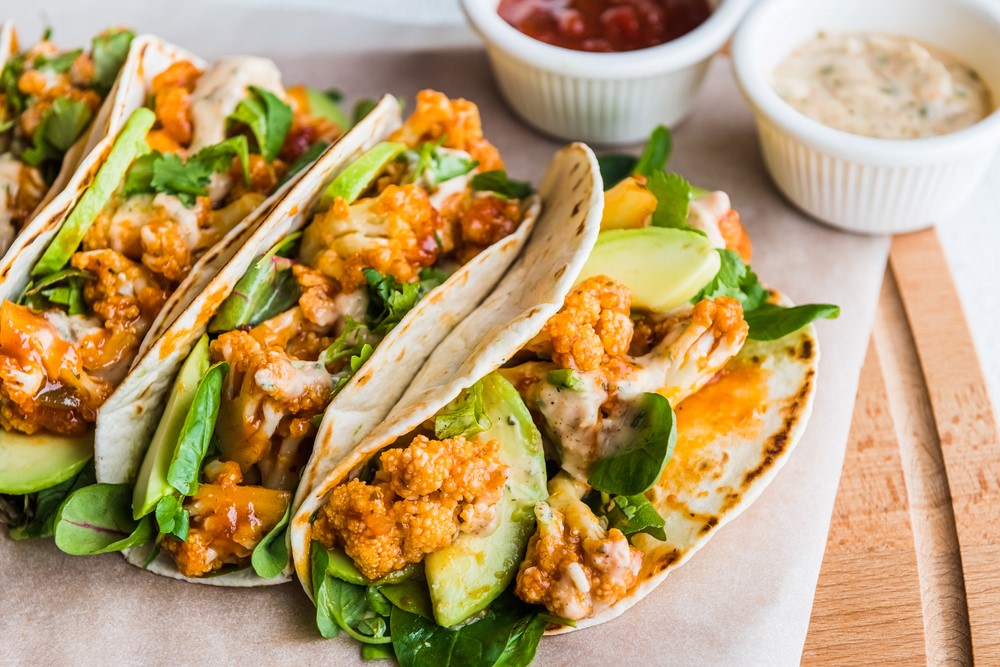 Tacos made using cauliflower and avocado