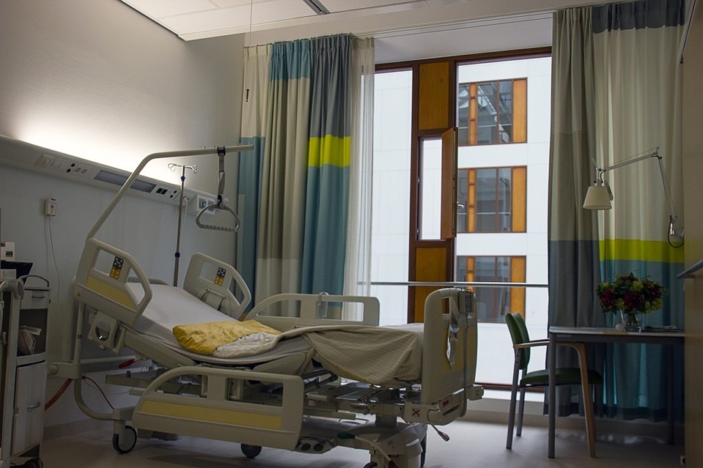 A bed in a hospital