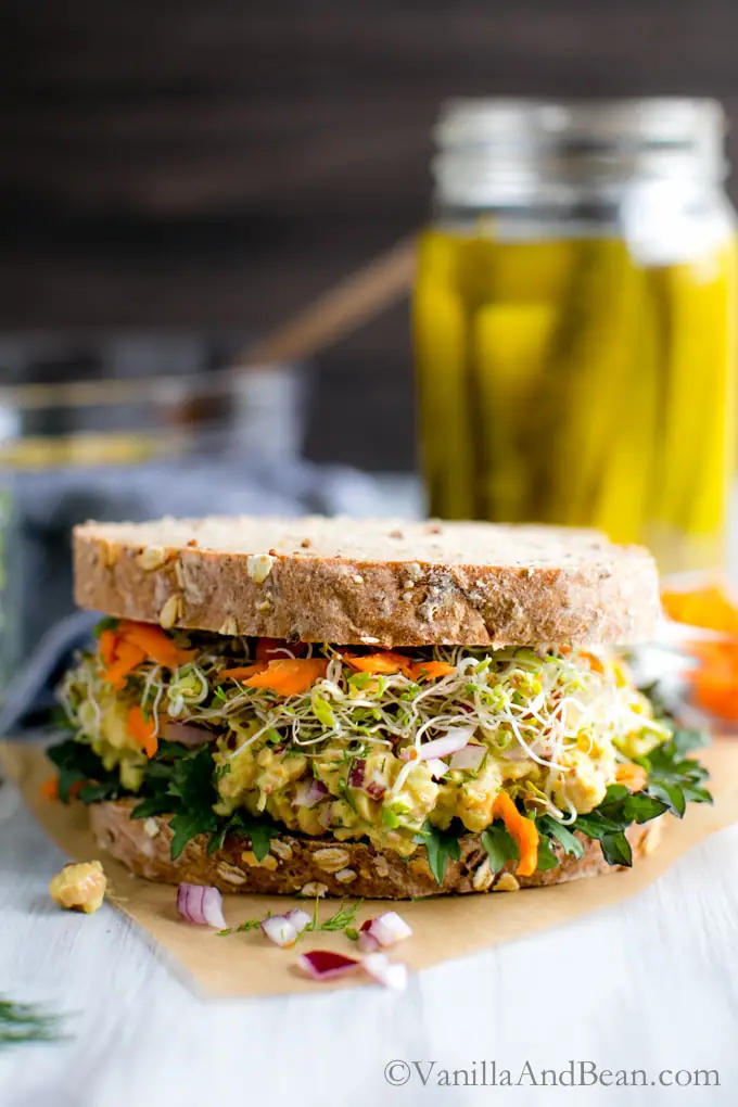 Smashed Chickpea Salad Sandwich from Vanilla and Bean