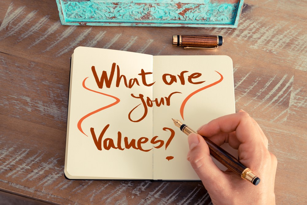 A journal with the question what are your values