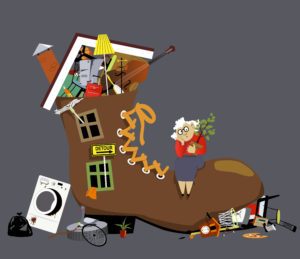 An illustration showing the idea of seniors and hoarding