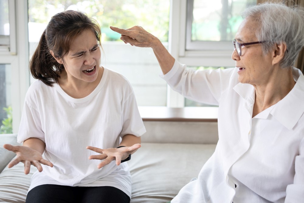 A daughter and mother in the midst of an argument