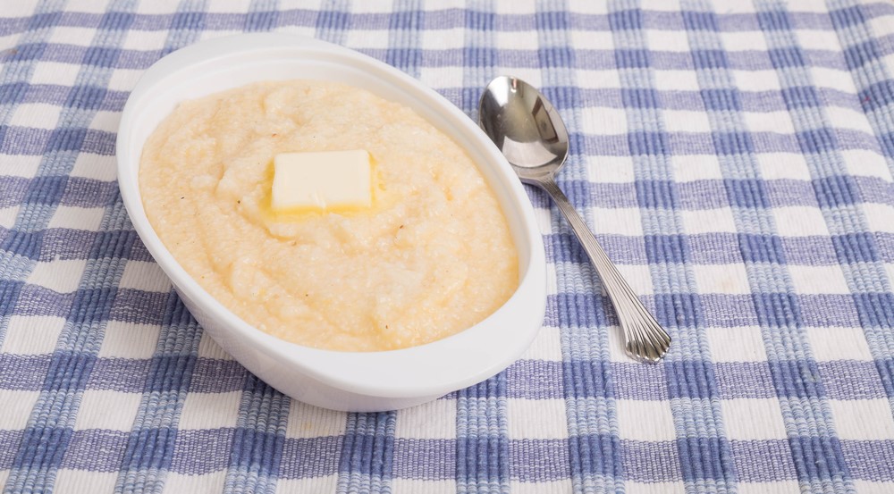 Buttery grits on a cloth