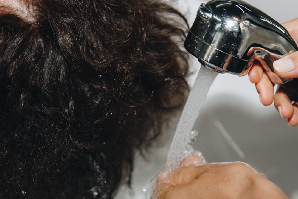 Washing a senior's hair