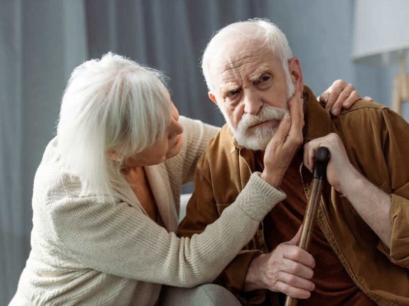 An unhappy senior man who may have dementia