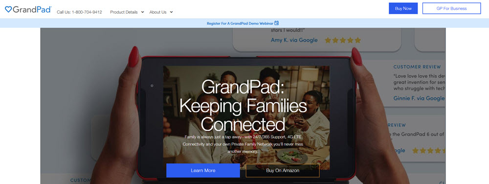 Grandpad device and website