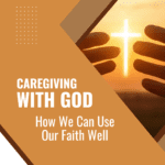 A pair of hands with a cross between, looking at the idea of caregiving with God