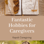 A journal and a woman dancing, looking at hobbies for caregivers