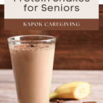 A chocolate and banana shake, looking at the power of low sugar protein shakes for seniors