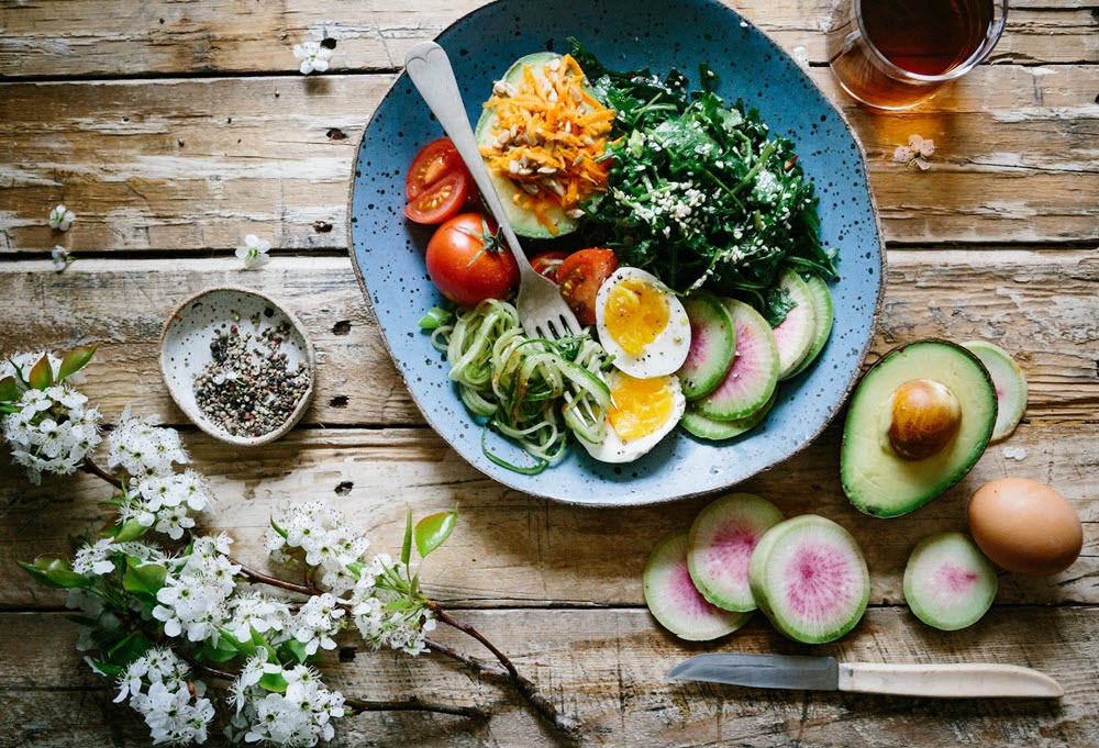 Fresh ingredients being used to make a healthy meal