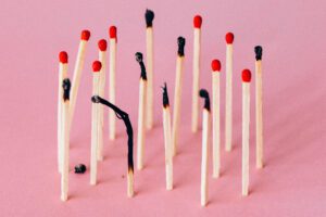 A collection of matches, highlighting the idea of burnout