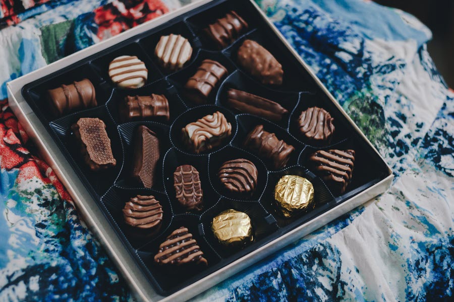 A square box of chocolates