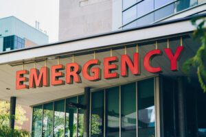 The emergency department sign at a hospital