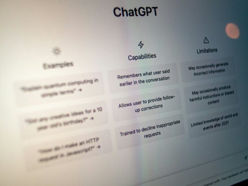 ChatGPT on a computer screen