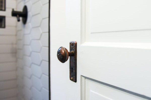 A white door with a handle