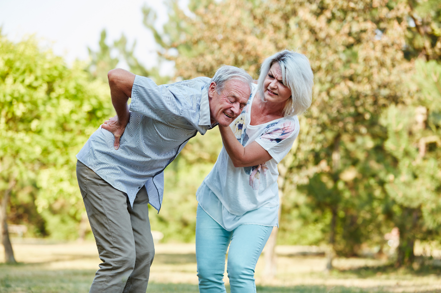 An older man with sudden back pain