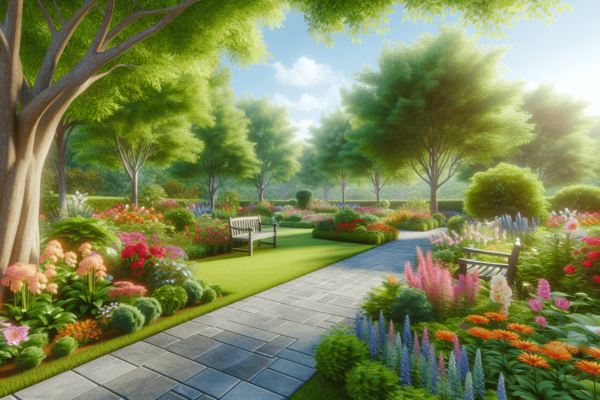 A beautiful park or garden that might be part of a memory care facility