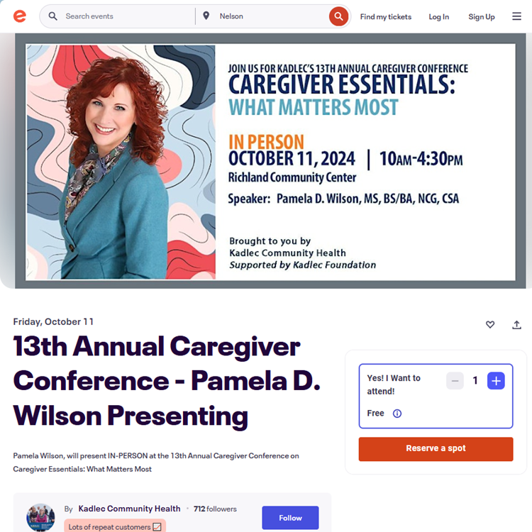 13th Annual Caregiver Conference - Pamela D. Wilson Presenting