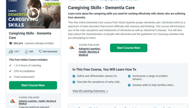 Alison Caregiving Skills for Dementia Care