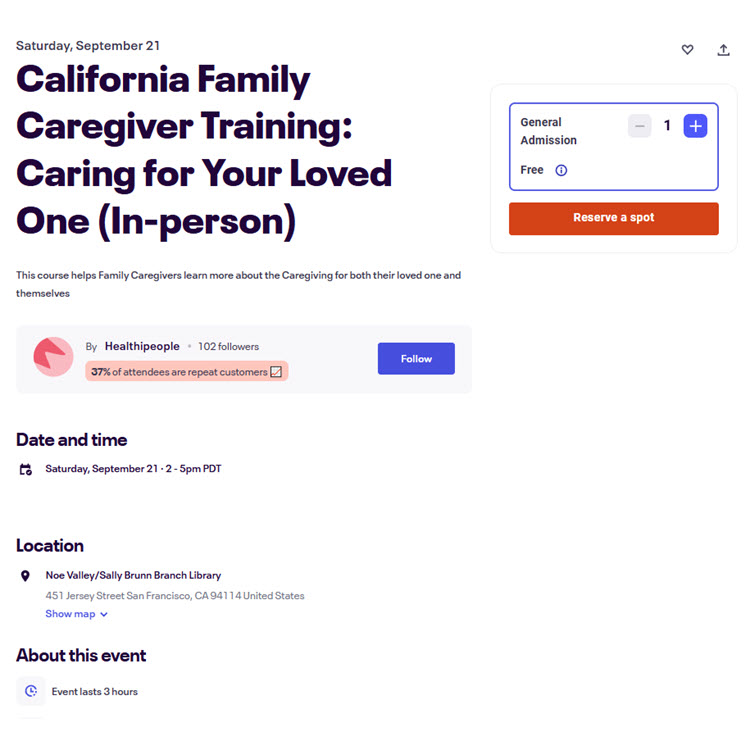 California Family Caregiver Training Caring for Your Loved One In Person