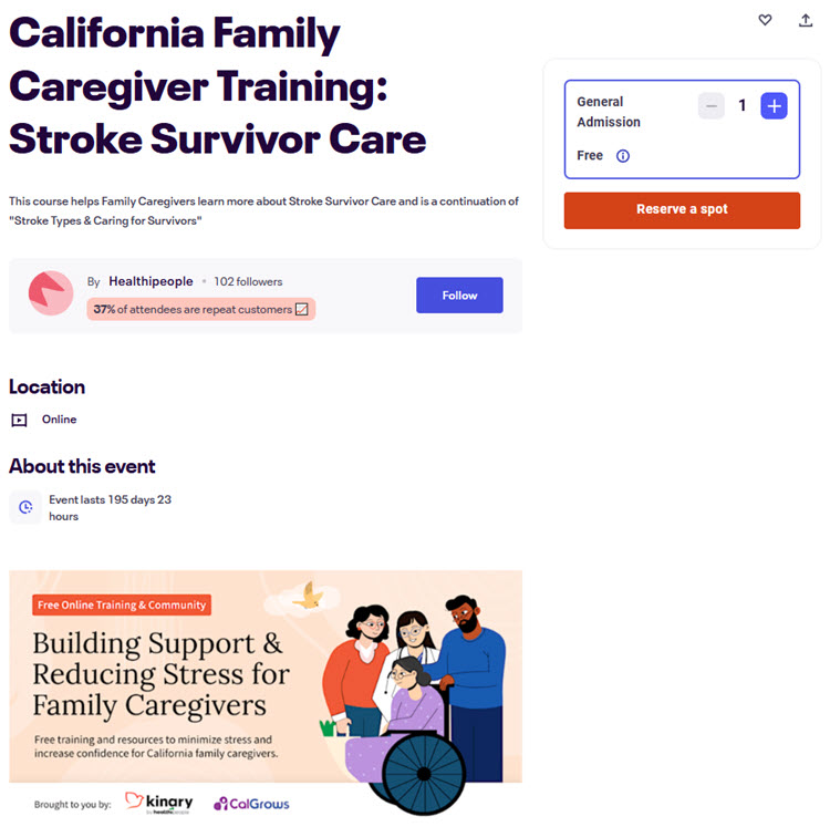 California Family Caregiver Training Stroke Survivor Care