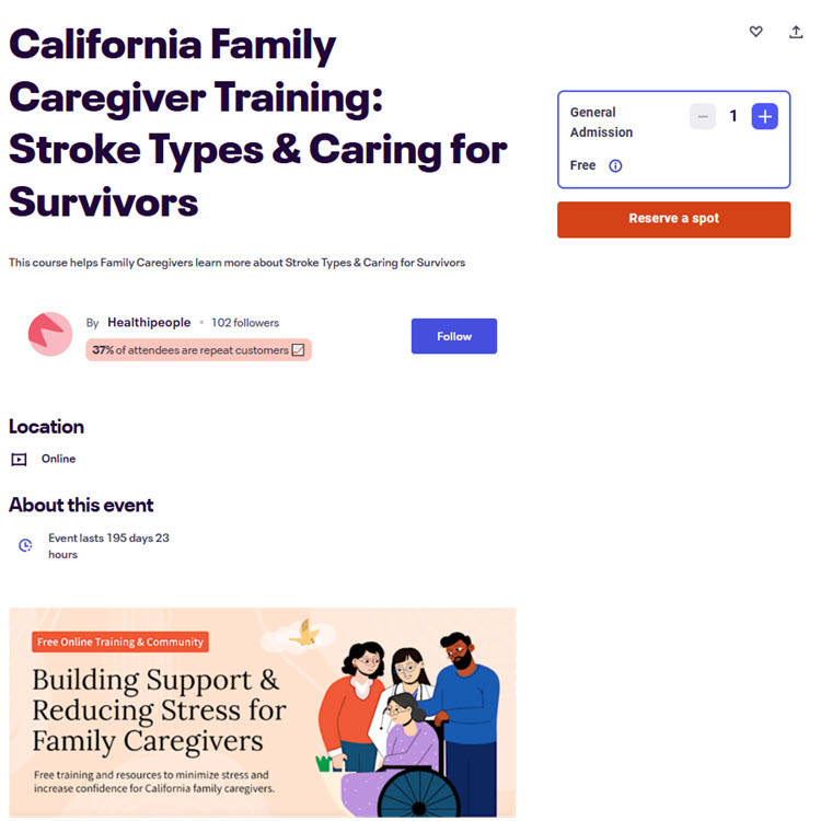 California Family Caregiver Training Stroke Types and Caring for Survivors