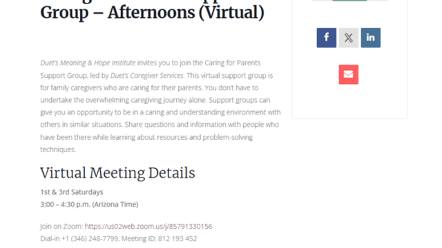 Caring for Parents Support Group Afternoon