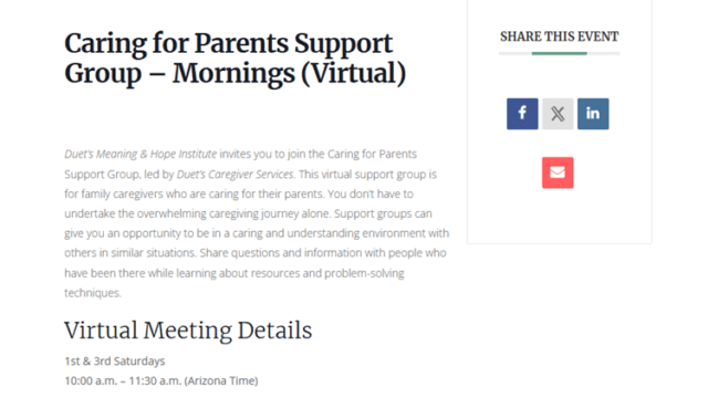 Caring for Parents Support Group Mornings