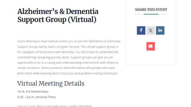 Meaning and Hope Institute Dementia Support Wednesday