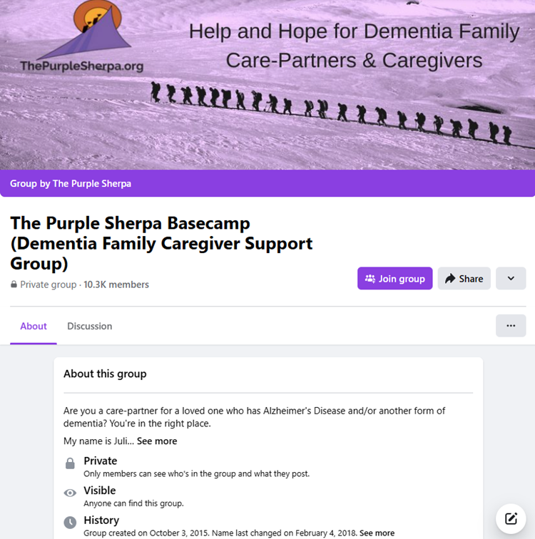 The Purple Sherpa Basecamp (Dementia Family Caregiver Support Group)