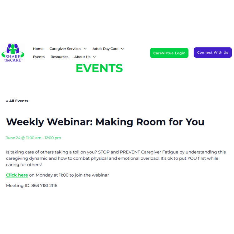 Weekly Webinar Making Room For You