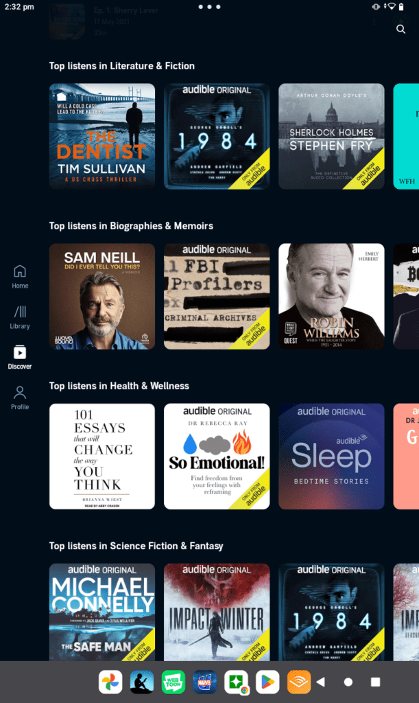 A selection of books on Audible