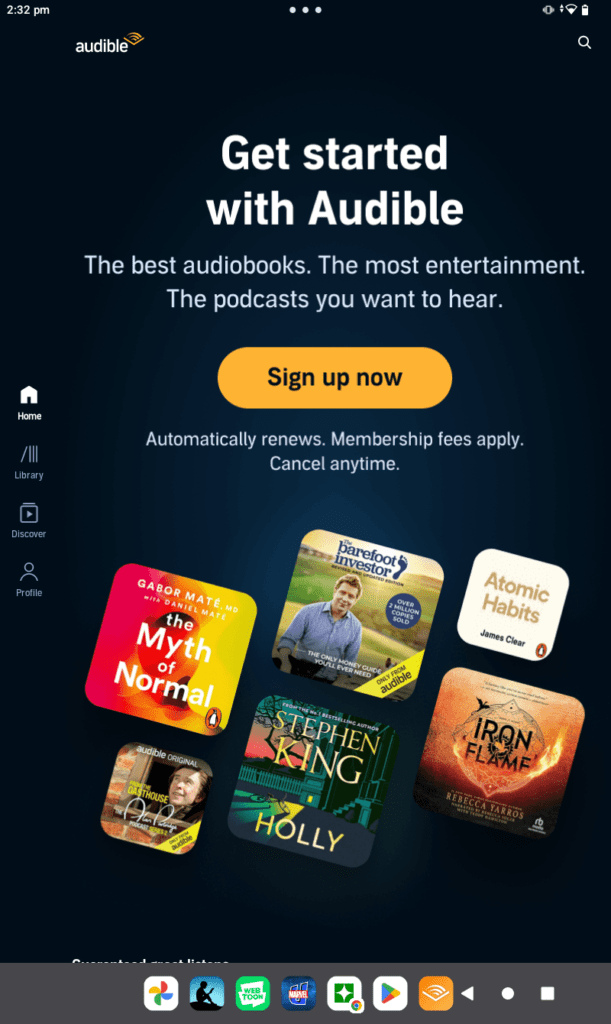 Details about getting started with Audible