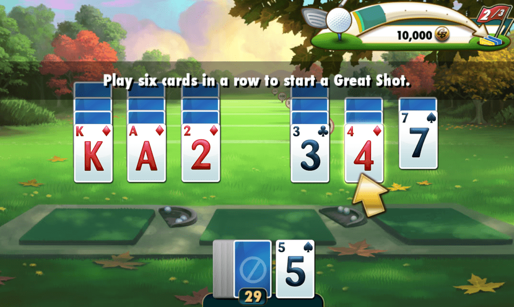 One of the opening screens for Fairway Solitaire