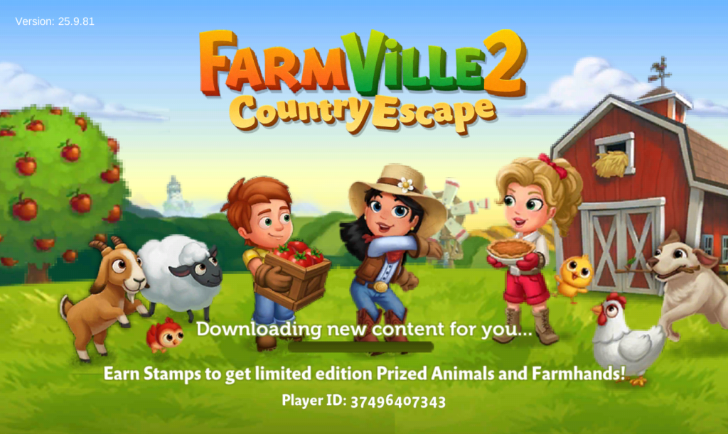 The loading screen for Farmville 2 Country Escape