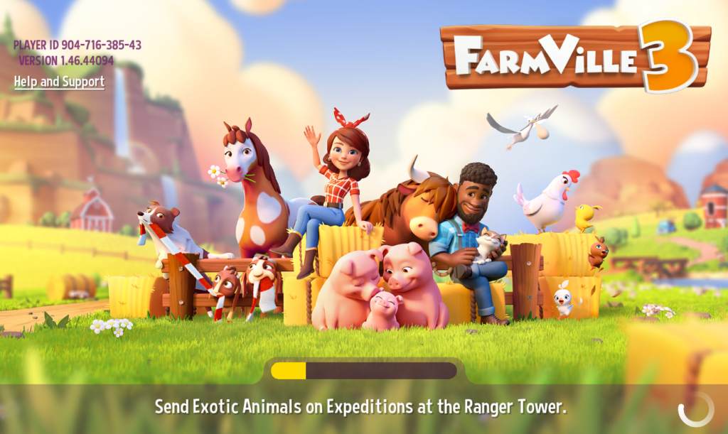 The loading screen for Farmville 3