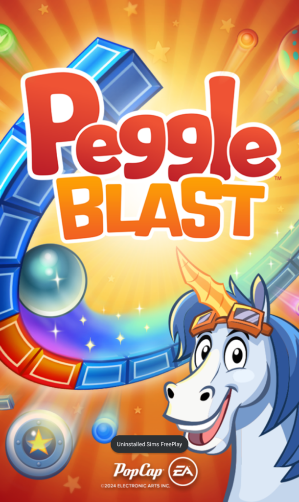 The loading screen for Peggle Blast