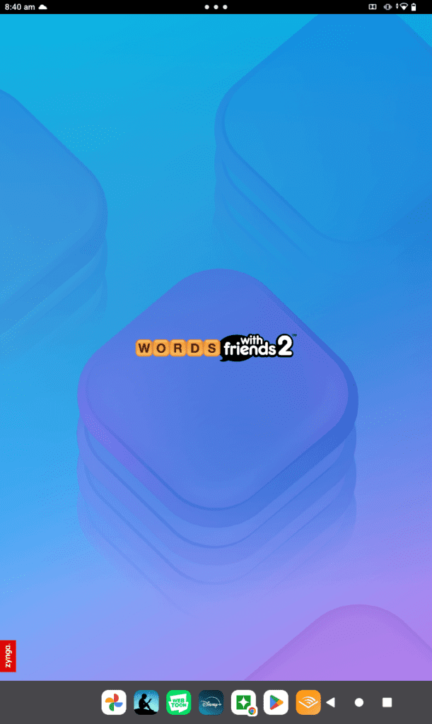 The loading screen for Words with Friends 2