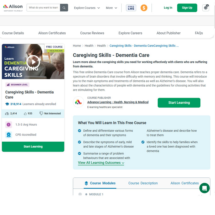 Alison Learn Dementia Caregiving Skills