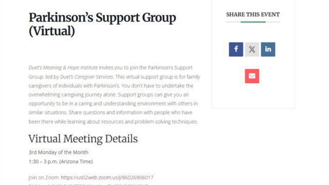 Meaning & Hope Institute Parkinson's Support Group